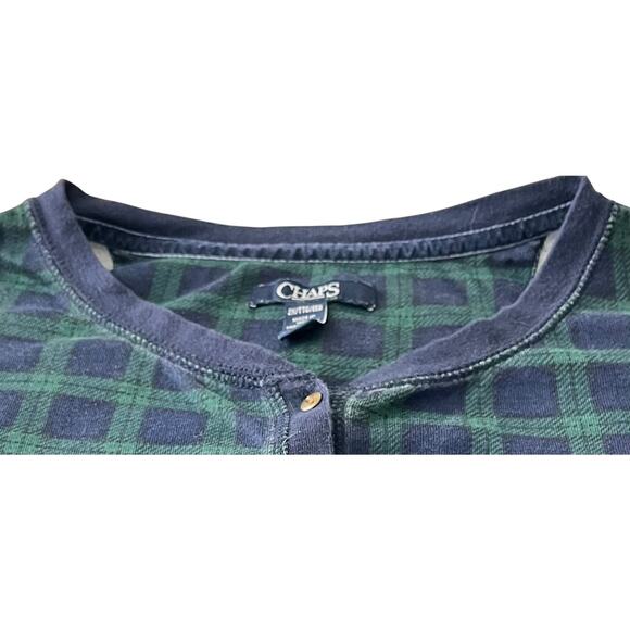 CHAPS LONG SLV CREW NECK PULL- OVER TOP, WOMENS, 2X, NAVY BLUE & GREEN PLAID - Picture 2 of 12